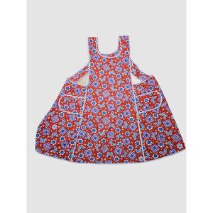 Vintage Red Floral Coverall Farm Style Apron